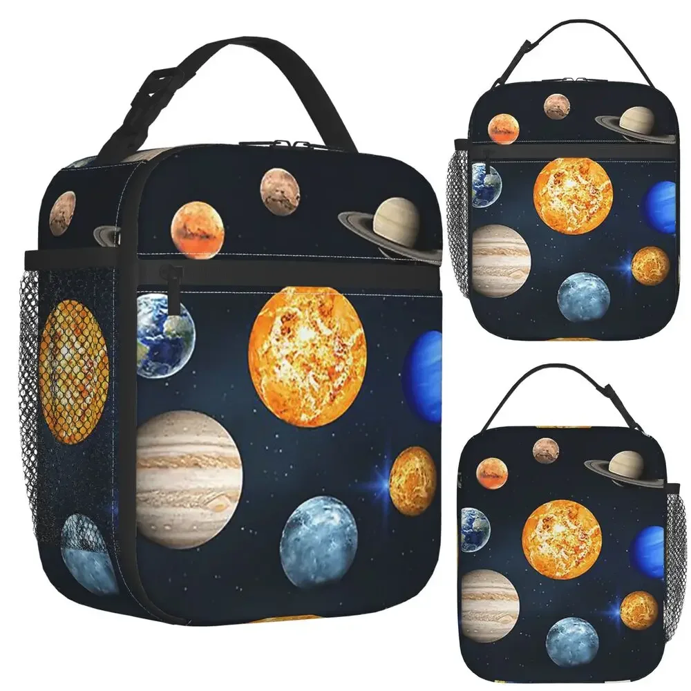 Solar System Space Planets Universe Insulated Lunch Bag for Women Kids Leakproof Food Boxes Thermal Lunch Box Tote