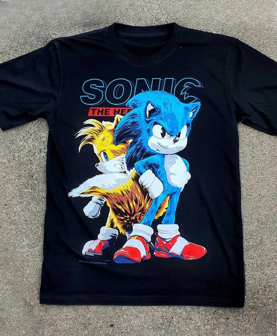 Sonic The Hedgehog and Tails Live-Action Movie Style Graphic T-Shirt Cotton Men Women Streetwear Tee