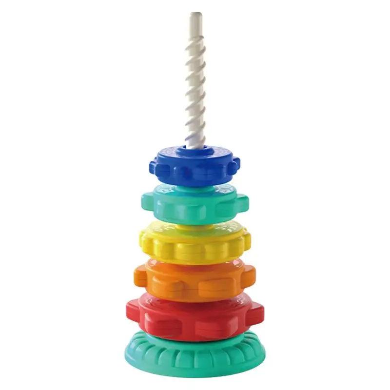 Jouets empilables rotatifs pour tout-petits, anneaux empilables arc-en-ciel, jouets mentaires oriels