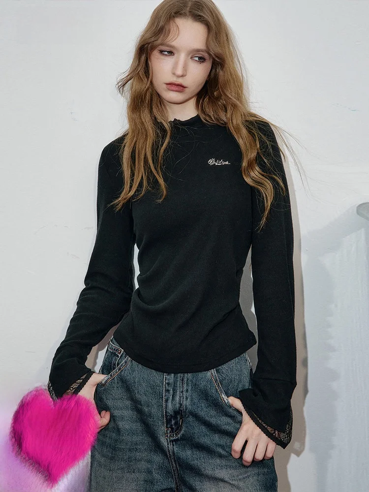 

Женская приталенная майка-база с вышивкой и кружевными вставками, винтажный узор «Роза»