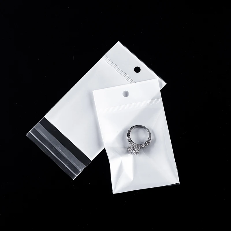 TETP 100Pcs Three Layers Clear Self Adhesive Bags With Hang Hole Earrings Necklaces Hair Clips Jewelry Display Storage Opp