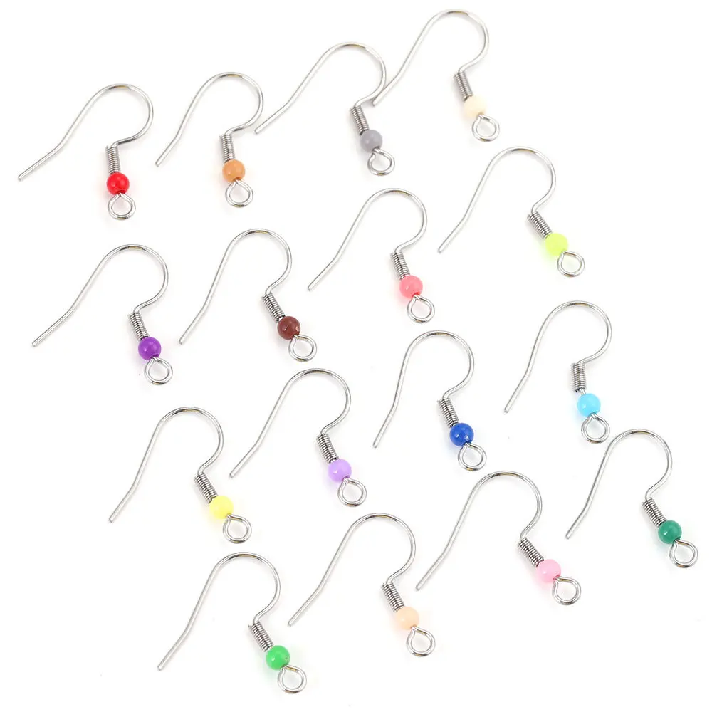 

50pcs Stainless Steel Earrings Hooks Beads Earring Settings Dangle Earrings Connectors Base for Diy Jewelry Making Findings