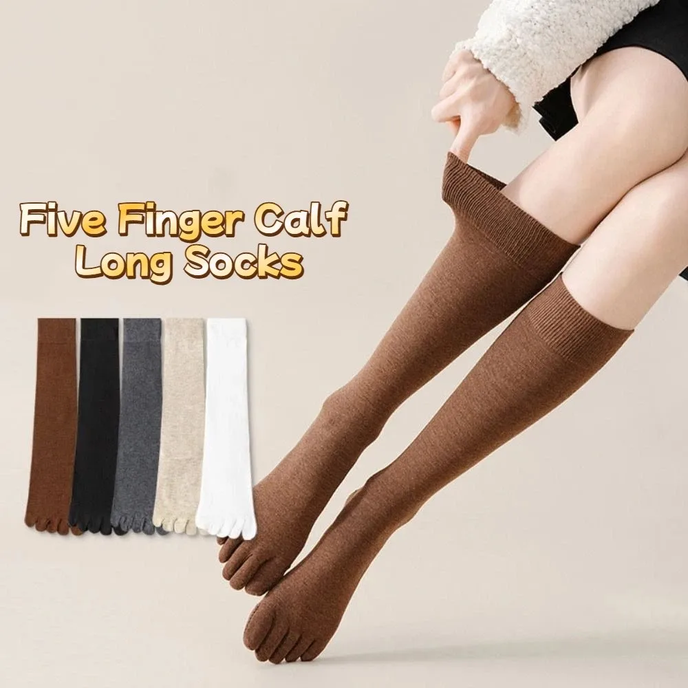 

Anti-slip Five Finger Long Socks Solid Color Hosiery JK Calf Stockings Harajuku Separate Toe Mid-tube Stocking Women Lolita JK