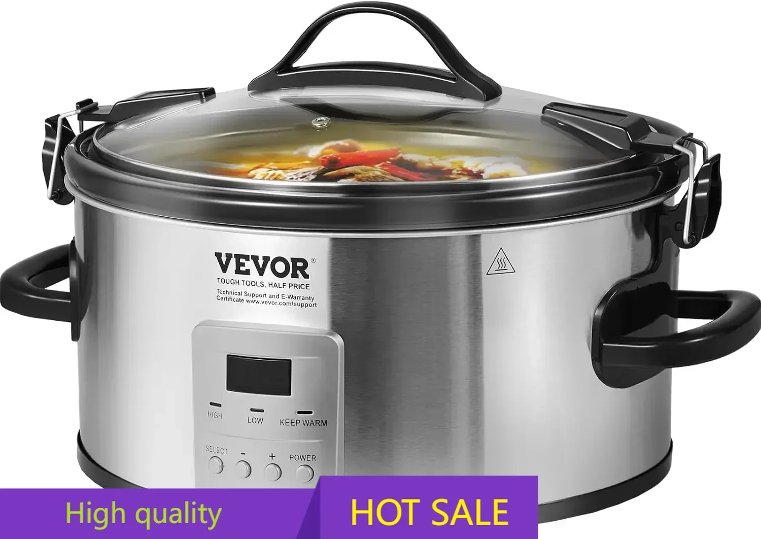 

6QT 240W Electric Slow Cooker Pot with 3-Level Heat Settings, Digital Slow Cookers with 20 Hours Max Timer, Locking Lid