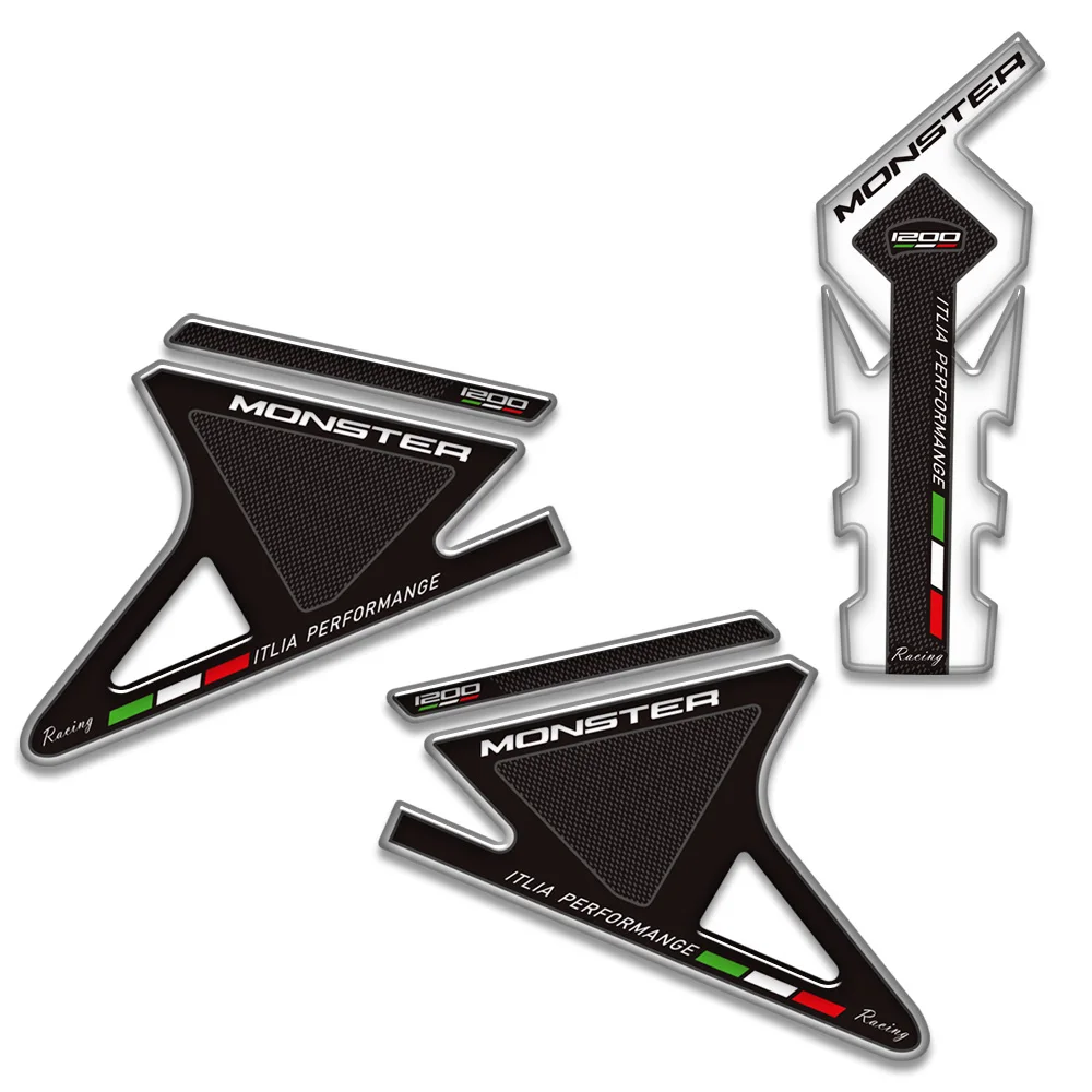 แผ่นกันรอยถังน้ำมันสำหรับรถมอเตอร์ไซค์ Ducati Monster 1200 ชุดกันลื่นข้างถังน้ำมัน ป้องกันเข่า สติ๊กเกอร์ตกแต่งรถมอเตอร์ไซค์