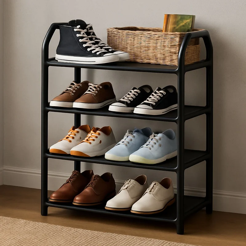 Dustproof 4-Level Shoe Rack Organizer for Entryway and Dorm Room Storage