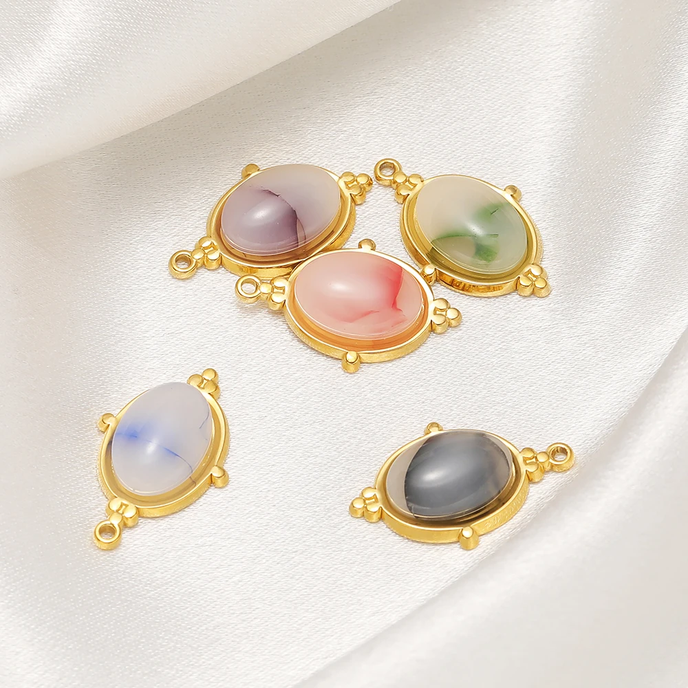 4 Stück Edelstahl-Naturstein-Anhänger, Vintage-Halsketten-Anhänger für DIY-Schmuck, Ohrringe, Armbänder und Accessoires für Damen – Detail 5