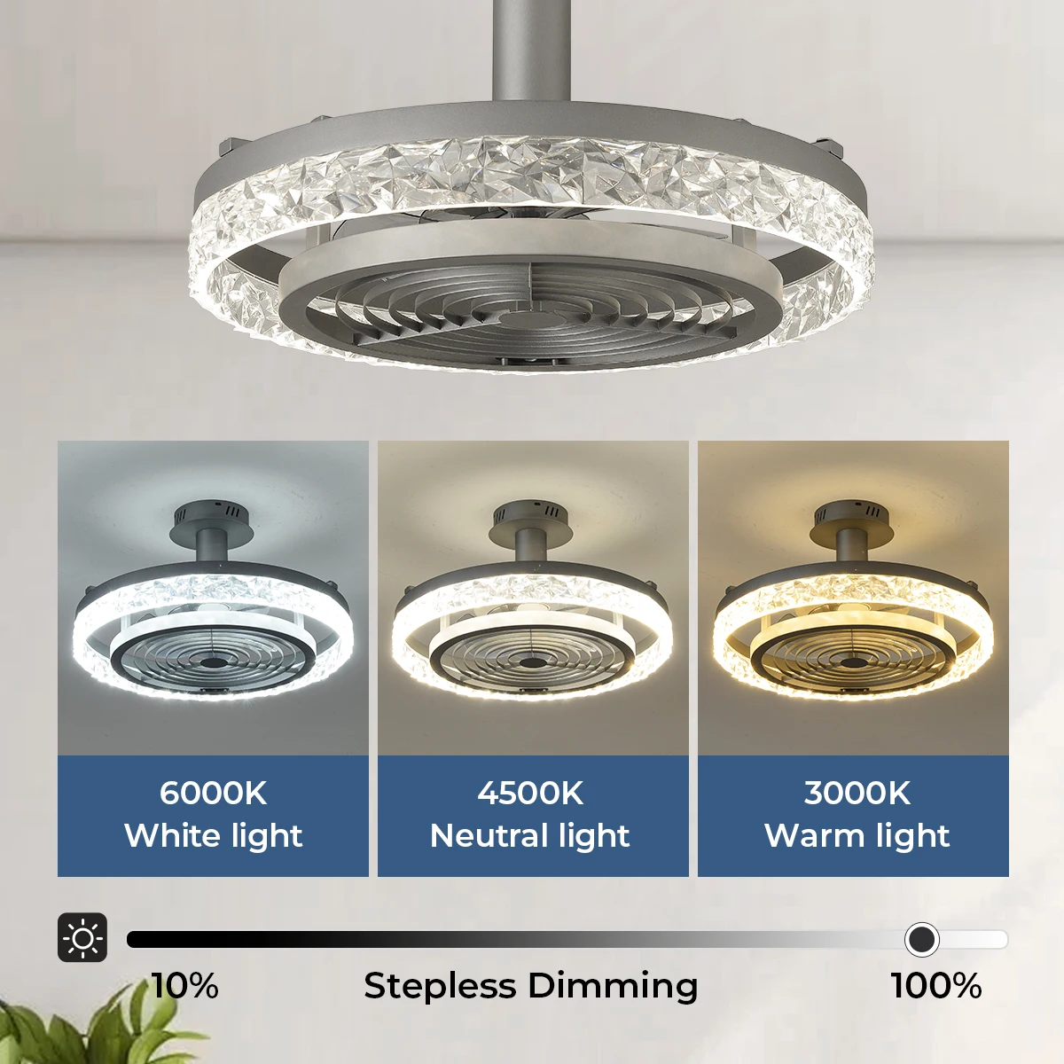 2025 جديد مصمم مروحة الثريا APP التحكم 3 اللون عكس الضوء ضوء السقف لغرفة المعيشة غرفة الطعام غرفة نوم بريق