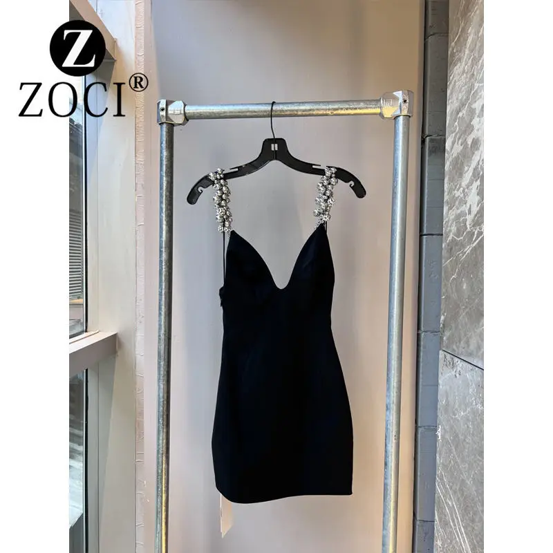 [ZOCI] Korean Style Small Fragrant Style Camisole Dress For Women In The Summer Of 2024, New High-end Heavy Industry Nail Bead