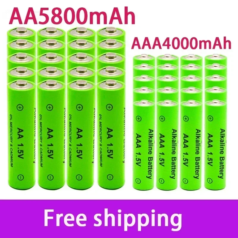 AA + AAA Rechargeable AA 1.5V 5800mAh / 1.5V AAA 4000mah Alkaline Battery Flashlight Toys Watch MP3 Player Replace Ni-Mh Battery