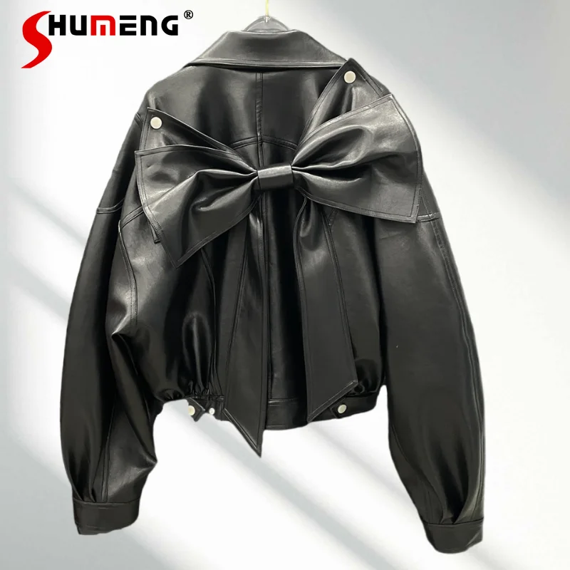 

2025 Women's Autumn New Bow Loose Comfort Mid-Length Stylish Fashion Coats Women's Long Sleeve Jackets Female Solid Color Coats