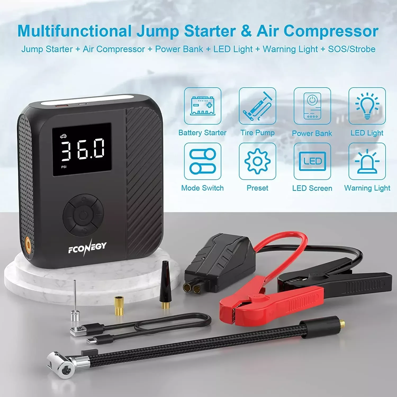 

cross-borderDirect salesHot Sale Portable Multi-function 12000mAh 14000mAh 1000A Car Jump Starter 12V Starting Device Pack With