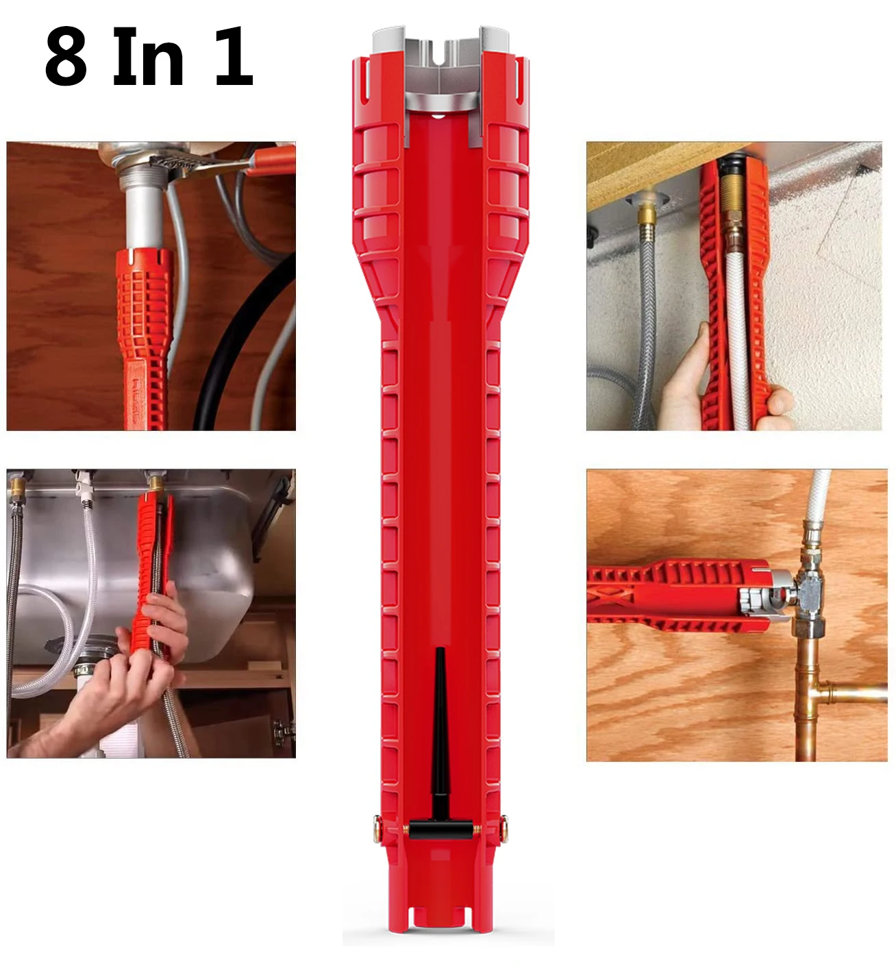 5/8 In 1 chiave scanalata strumento di riparazione del lavandino della cucina antiscivolo chiave di montaggio del rubinetto multifunzione del bagno