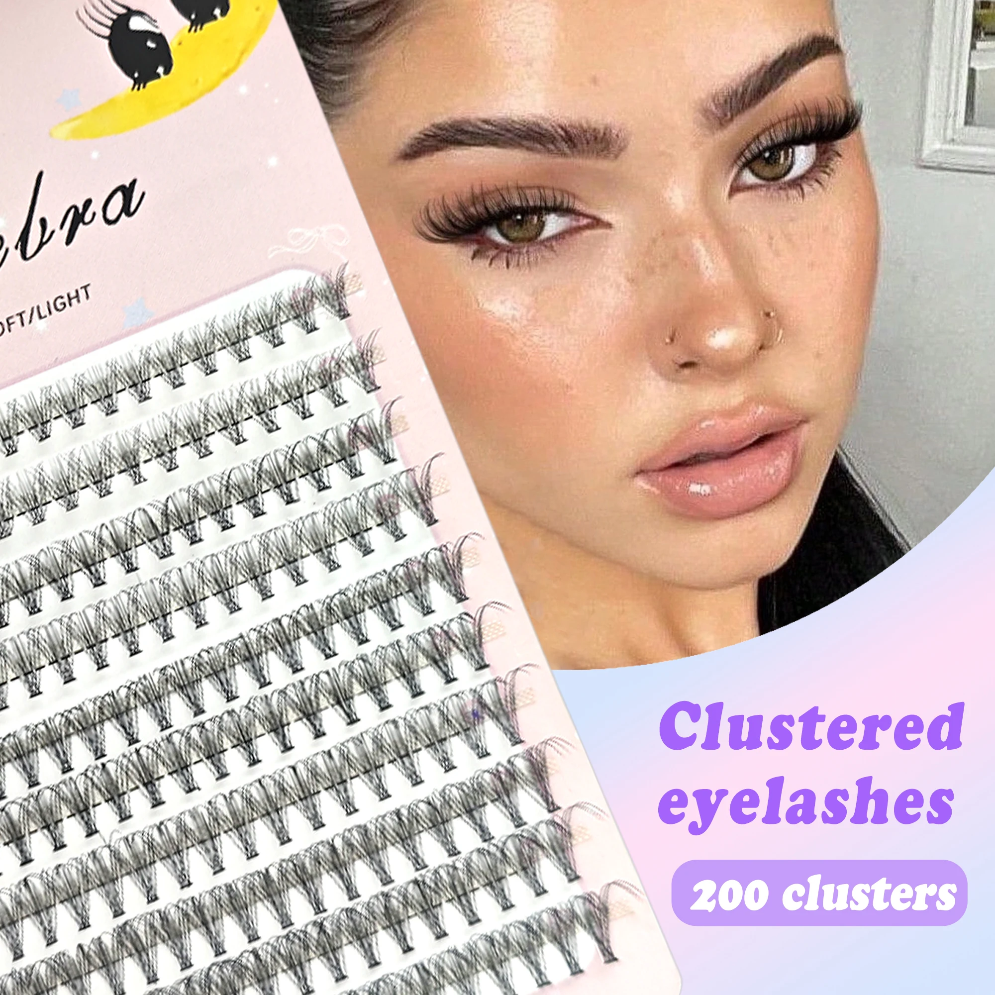Individual Lashes Cluster D Curl Mix Lash Clusters 3D Wispy DIY Eyelash Extension Super Thin Band Resuable Natural Lashes