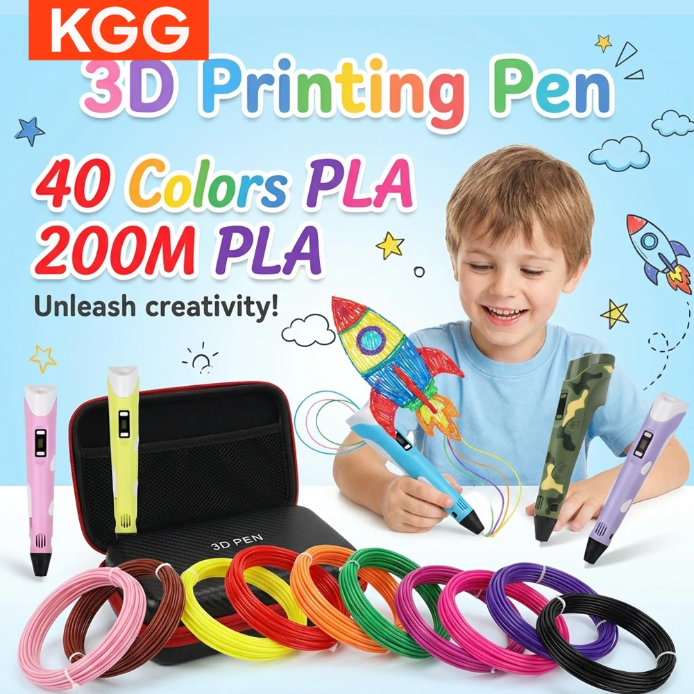 

Детская 3D-ручка для рисования с ЖК-экраном, 40 цветов, PLA-филамент, 3D-ручка для творчества, подарок для мальчиков и девочек