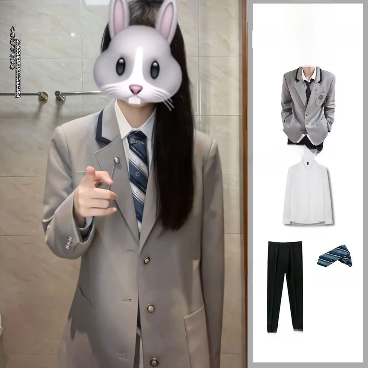 

ay School orm Sle Women's Suit Set Campus Feel Long Sve irt And Pants Full Set Long Pants Polyester Fiber