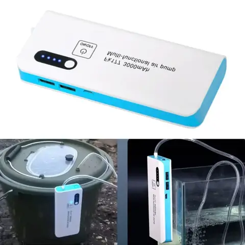 낚시 통풍기 공기 펌프 자동차 산소 낚시 통풍기 공기 펌프 도구 USB 리튬 배터리 3000mAh 충전 산소 펌프