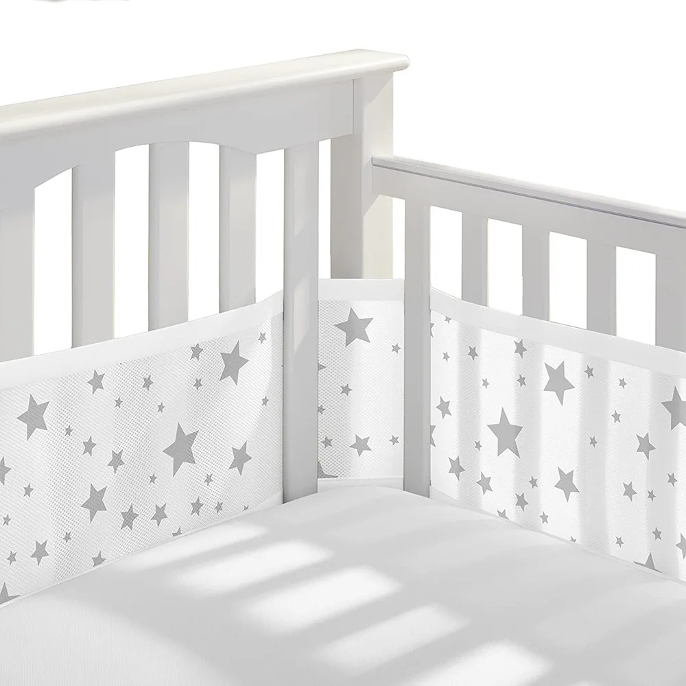 2Pcs/Set Baby Crib Breathable Mesh Bumper Bed Cushion Bed Surround Baby Fence