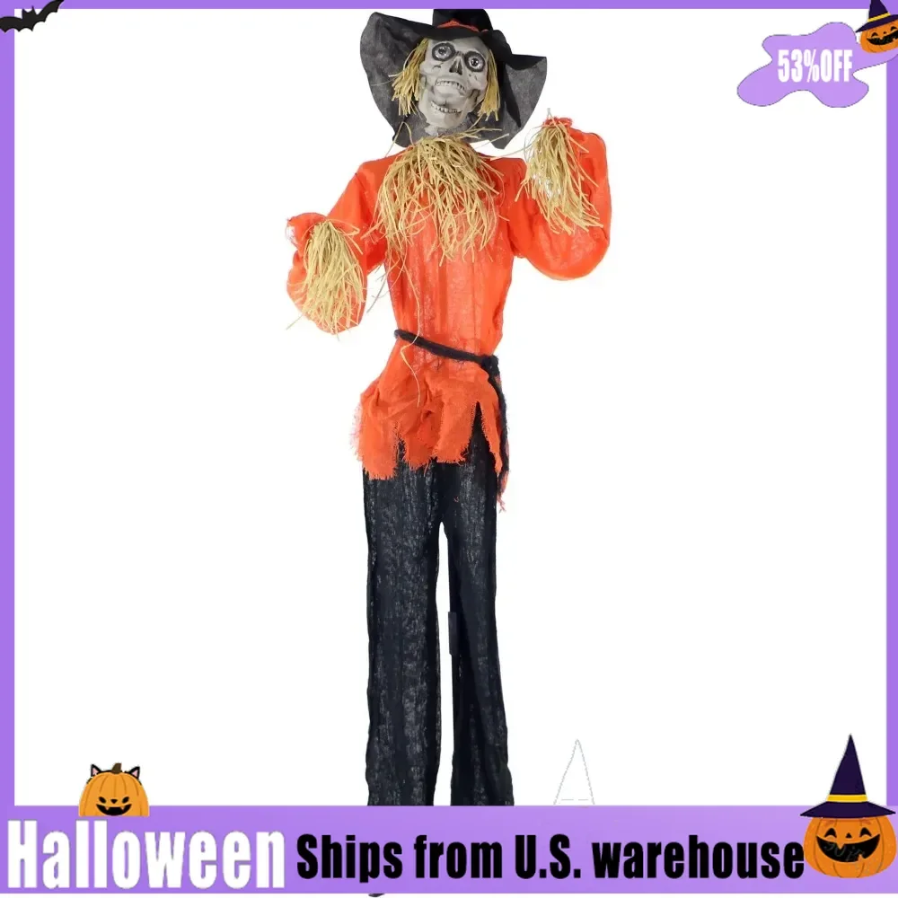 Outdoor Holiday Decorations, Life-Size Animated Skeleton Scarecrow Prop , 26.00 x 47.00 x 60.00 Inches Halloween decorations