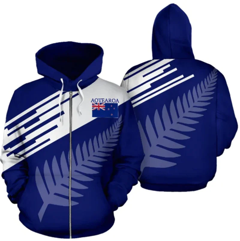 Aotearoa Hoodie Silver Fern Roll Into My Heart Zip Hoodies Women Men Fashion Oversize Sweatshirts Sports Pullover Y2k Clothes