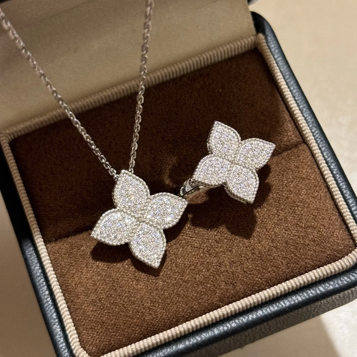 S925 Sterling Silver Full Diamonds Four Leaf Clover Earring Necklace Bracelet Luxury Set Women Top Quality Jewelry