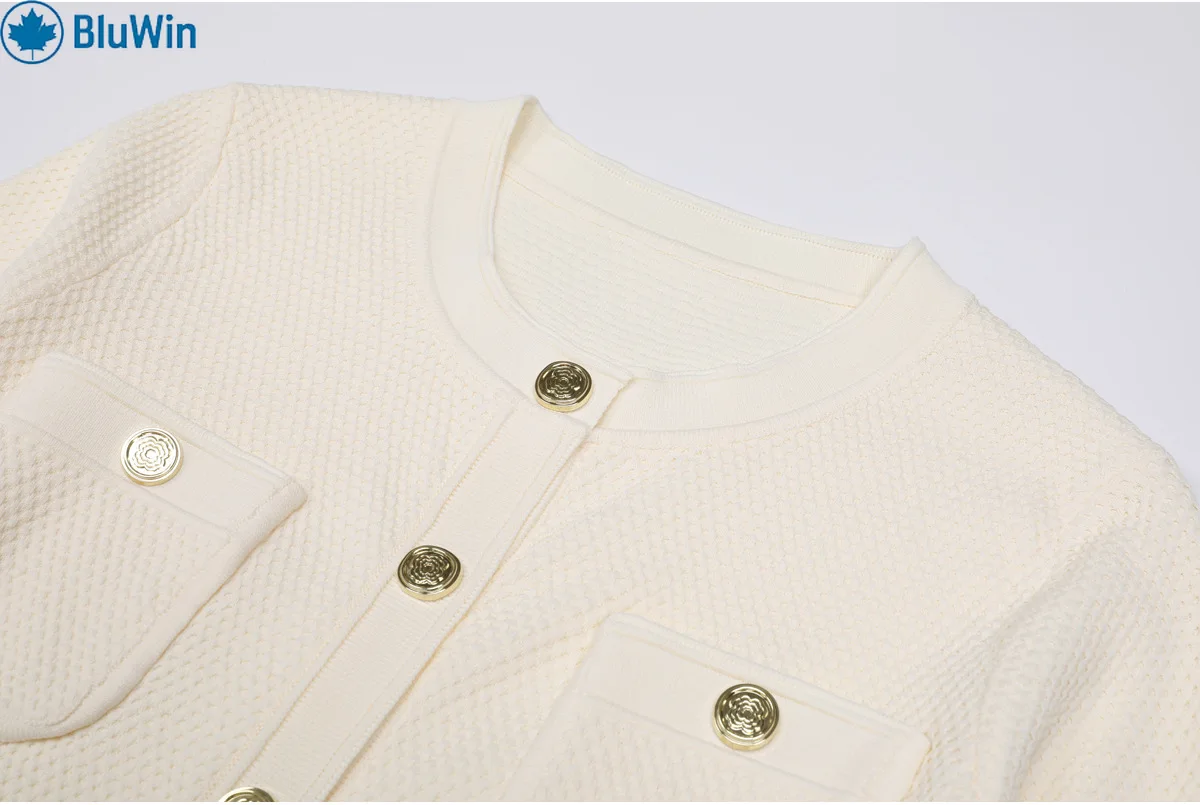 فستان BluWin 2025 لربيع وخريف متماسك بقصة ضيقة وأكمام طويلة - فستان متوسط الطول عصري مجوف للنساء