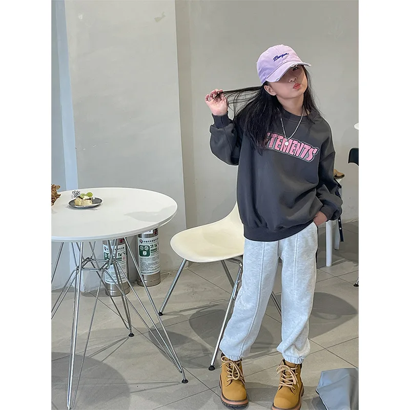 

Girl Pants 2023 New Autumn Korean Fashion Style Casual Patchwork Sweatpants Kid Loose Ankle Banded Sport Pant Children Clothes