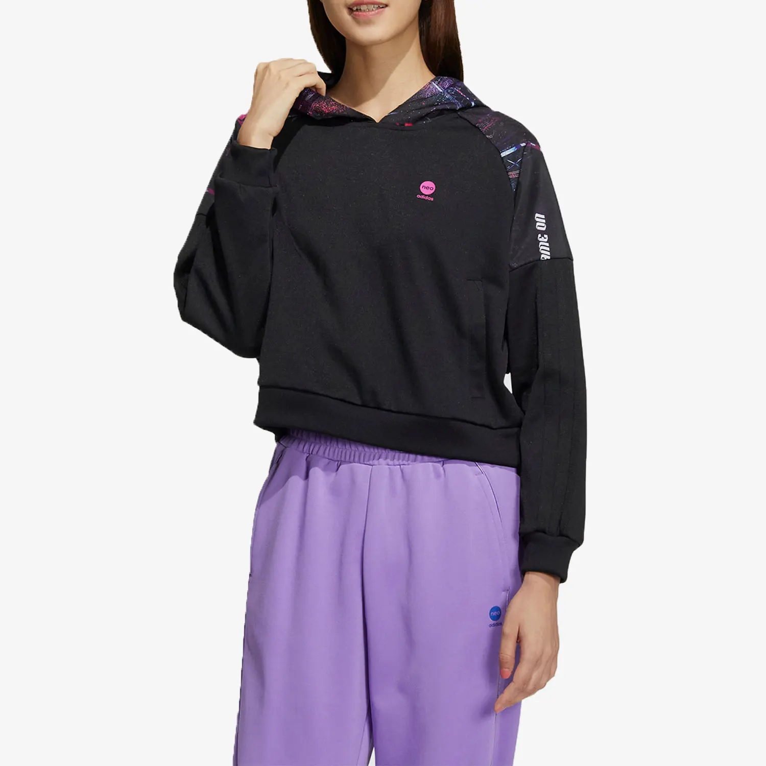 

Adidas Official Authentic Neo Women's Casual Sports Long Sleeve Hooded Sweatshirt IA6807