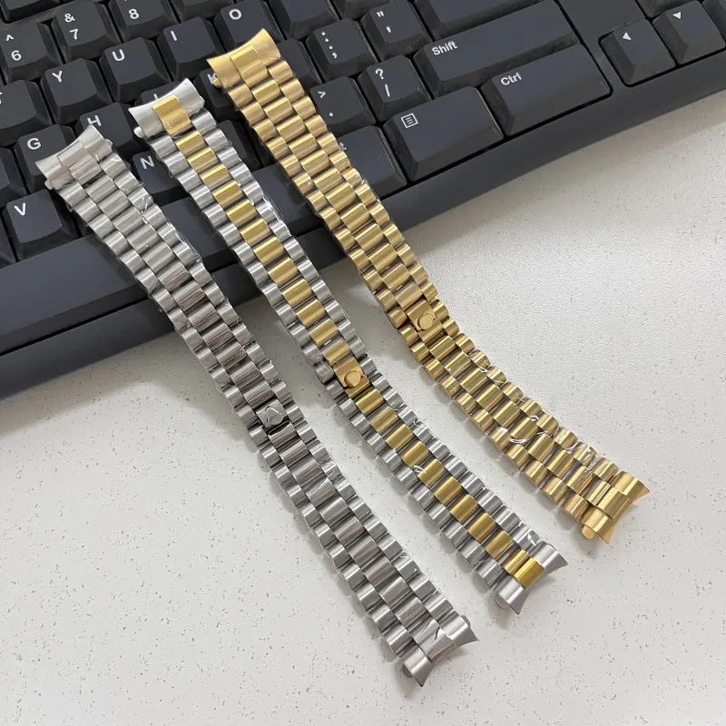 

Металлические ремешки 20 мм, твердые ремешки для часов из нержавеющей стали, герметичные концевые звенья, браслет с складной пряжкой для Rolex, ремни с водным призраком