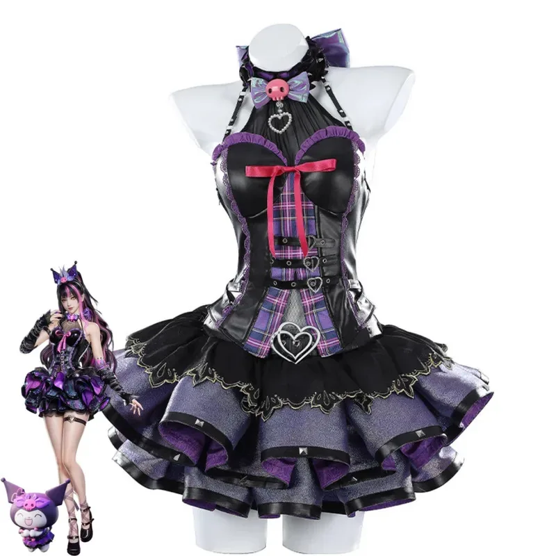 CyGame Naraka: Bladepoint Tessa Cosplay Costume Sleeveless Black Purple Lolita Skirt Shorts Wig Woman Sexy Birthday Party Suit