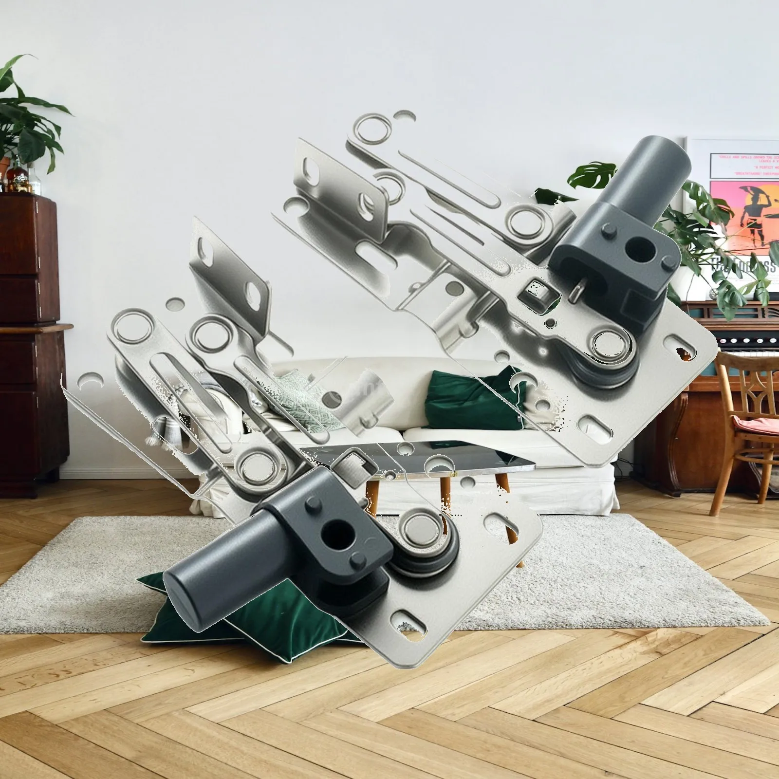 45-Degree Downward-Opening Damping Hinge Quiet Smooth-Closing Cabinet Door Hinge with Damper Electroplated Hardware for