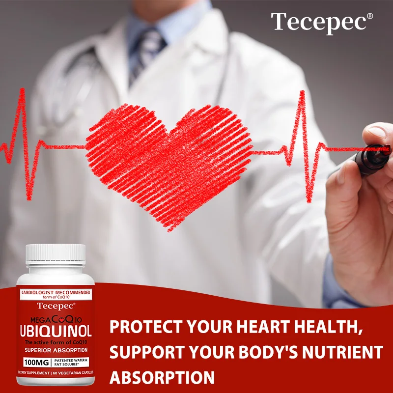 Mega Ubiquinol CoQ10, Highly Absorbed, Water-Soluble & Fat-Soluble Coenzyme Q10, Natural Antioxidant Supplement, Good for Heart