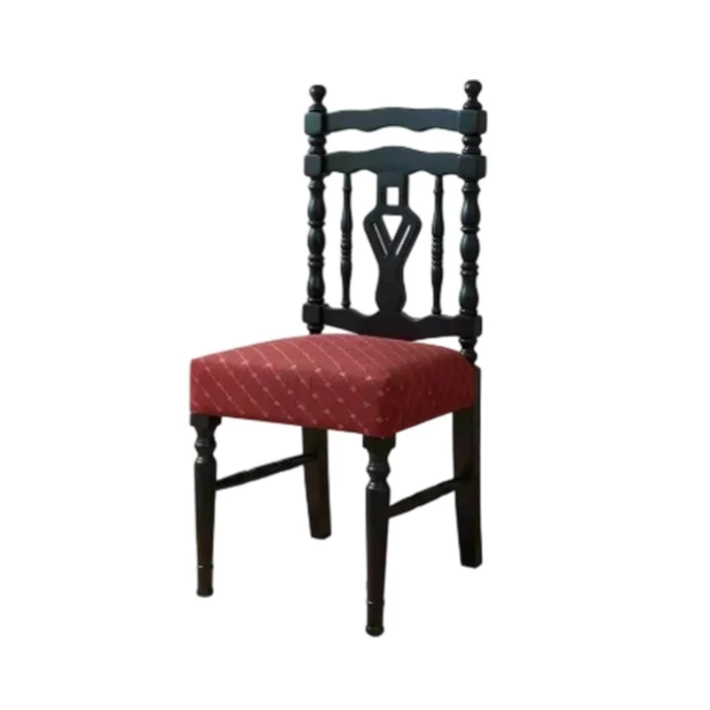 Solid wood home dining chair backrest antique French small apartment restaurant soft bag advanced