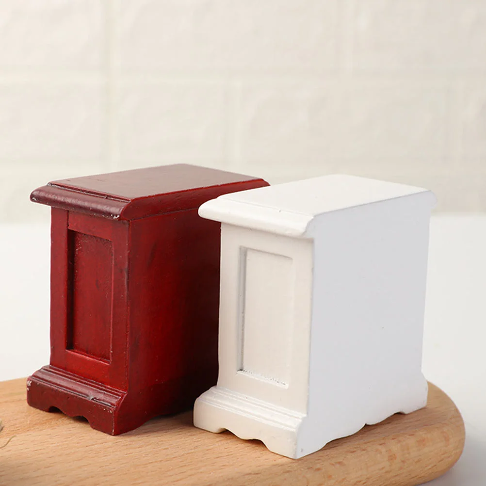 Dollhouse Chest of Drawers Toy Cabinet Model Miniature Bedside Table Wooden Furniture