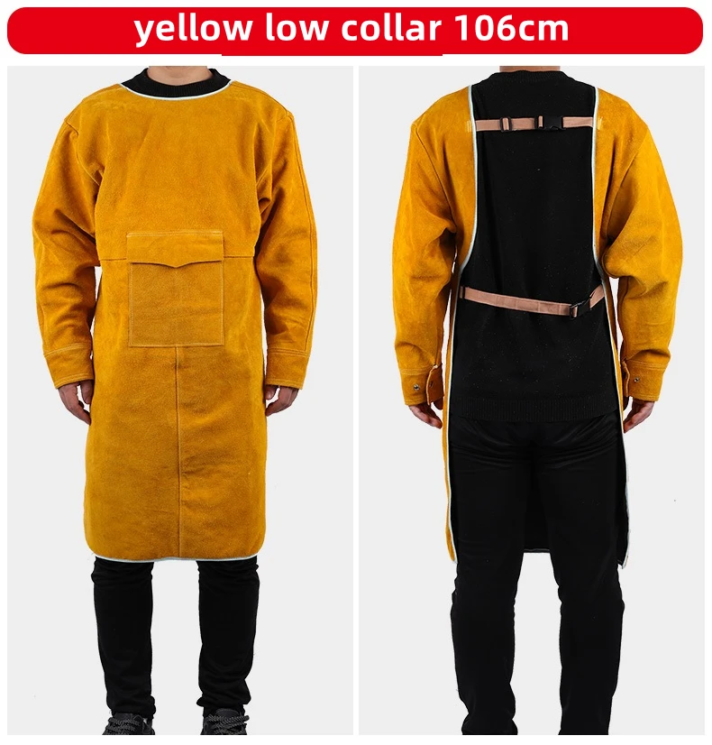 

Leather Suede Electric Welding Protective Suit Anti-Fire Scald Proof Flame Retardant Heat Insulation Clothing Work Apron 105cm