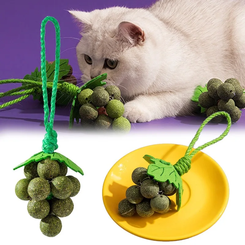 Traube Katzenminze Zähneknirschen Katzenspielzeug Katze Minzkugel Holzranke Selbstauspaß Linderung Langeweile Bissfest Kätzchenzubehör Zähne Grindi