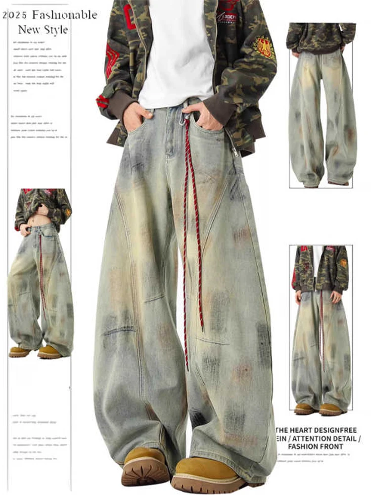 

Женские мешковатые джинсы Y2k в стиле хип-поп с росписью, японские мужские гранж-кибер-панк, широкие брюки в американском стиле ретро, длинные брюки Harajuku