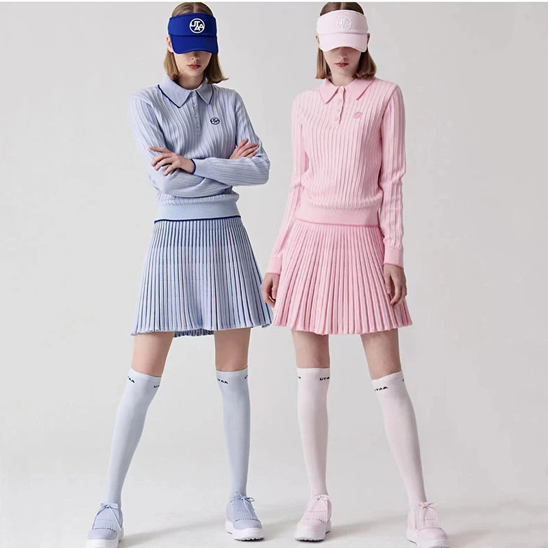 

Hot Selling Women's Golf Knitted Set Knitted Top Pleated Skirt Elegant Golf Course Set Autumn and Winter Fashion Choice