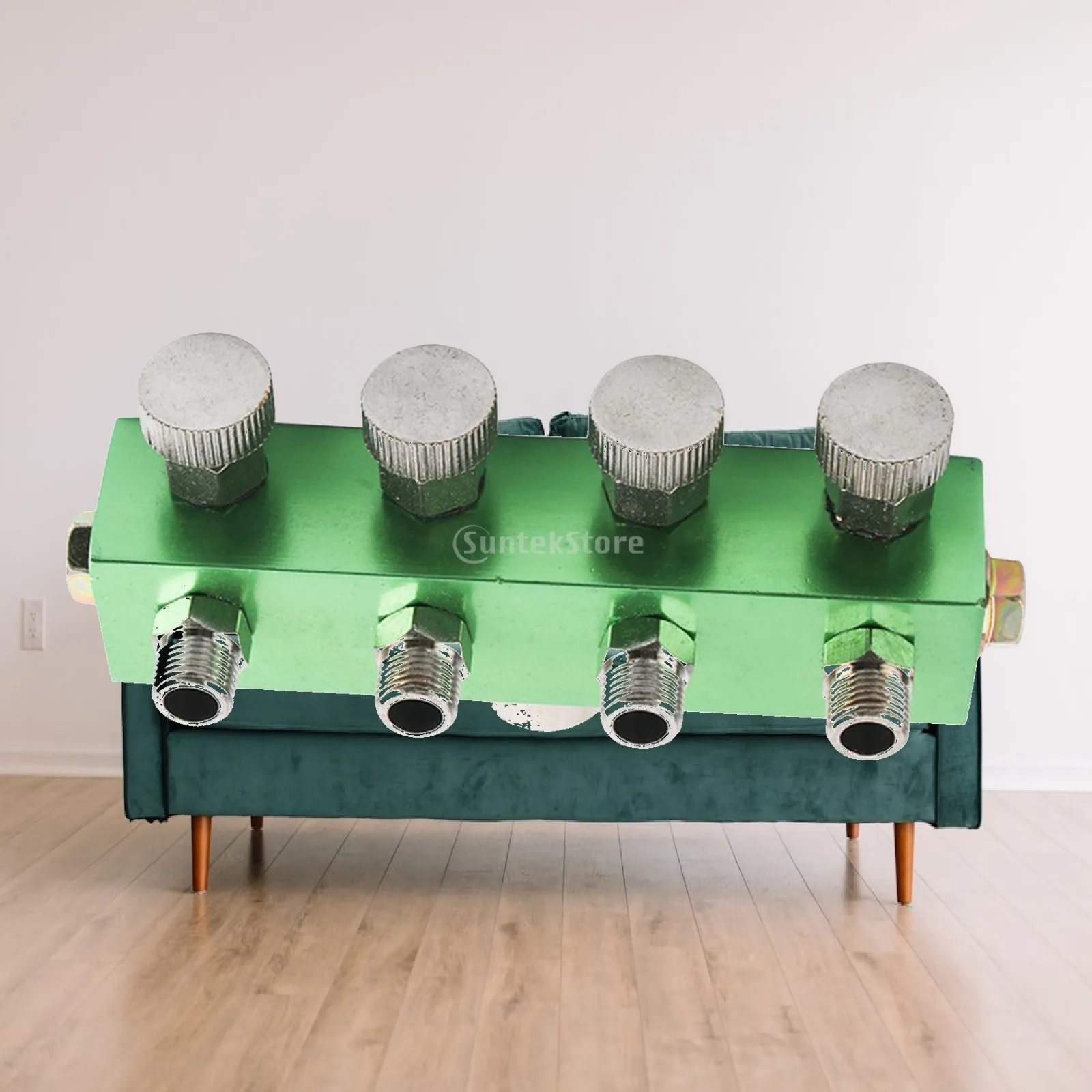 Airbrush Accessory Metal Hose Splitter Manifold 1/8 BSP Outlets with Inlet 1/4 for Custom Air Flow