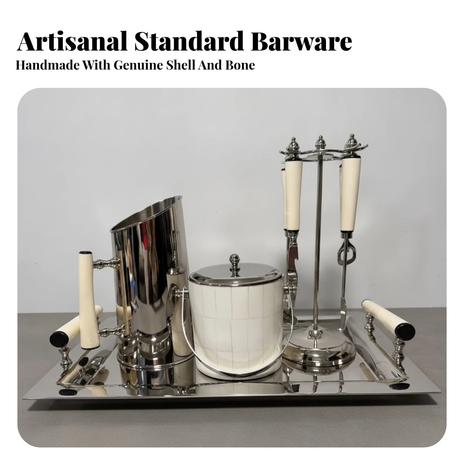 4 Pieces Barware Low-Maintenance Ornate Barware Collection with Utensil Holder Decorative Bar Tool Set with Serving Tray
