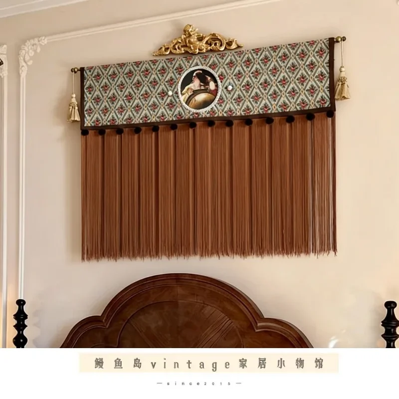 Medieval style home tapestry decorative painting bedside French brass weaving fringed pendant angel bedroom wall hanging
