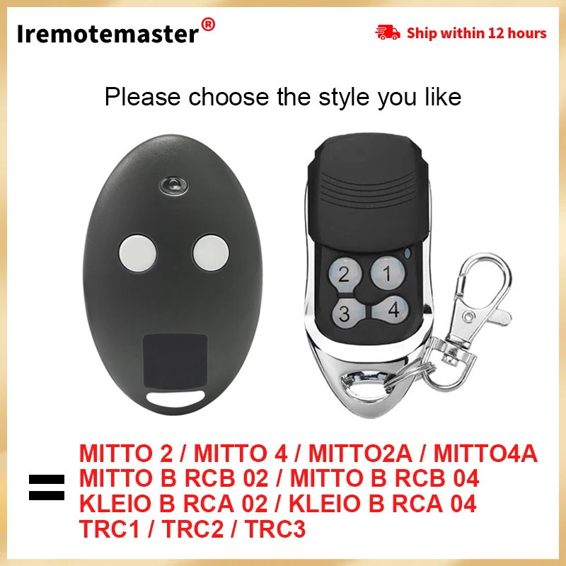 Replacement MITTO 2 4 Garage Door Remote Control MITTO B RCB 02 04 MITTO2M MITTO4M TRC1 TRC2 TRC3 Garage Door Opener 433MHz