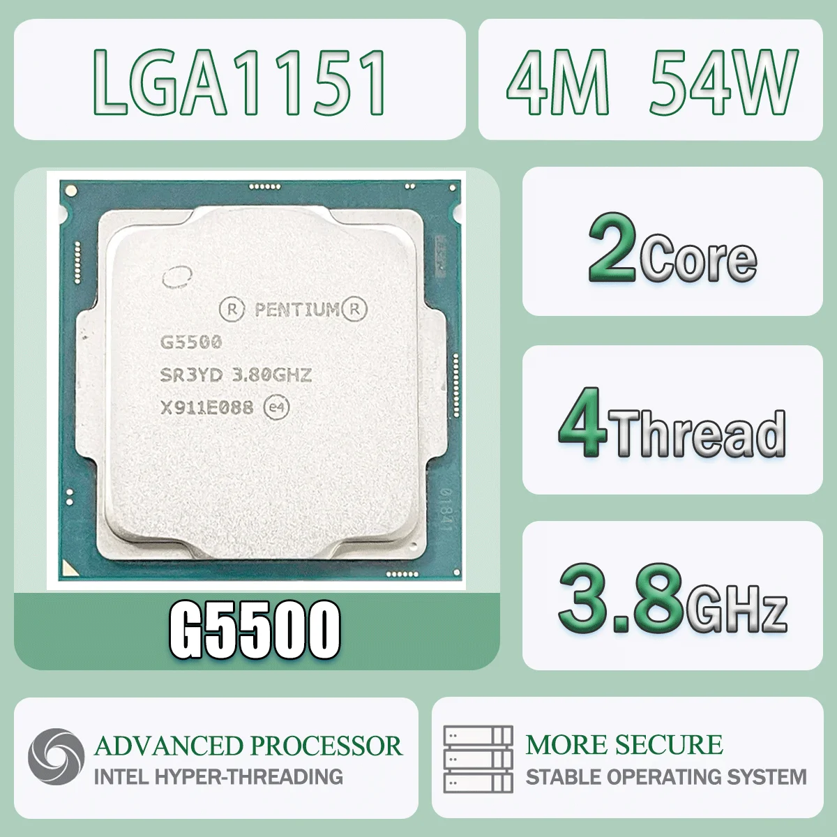 Intel Pentium G5500 3,8 GHz Dual-Core Quad-Thread 4M 54W Computadora CPU Procesador Servidor Paxkage LGA 1151
