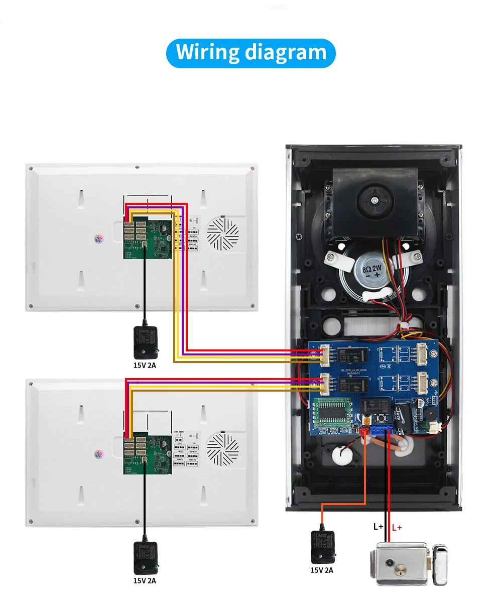 ANJIELO TUYA Smart 2-Unit Apartments Intercom Video Doorbell with RFID Card Unlock 4 Wired Video Door Phone System 1080P