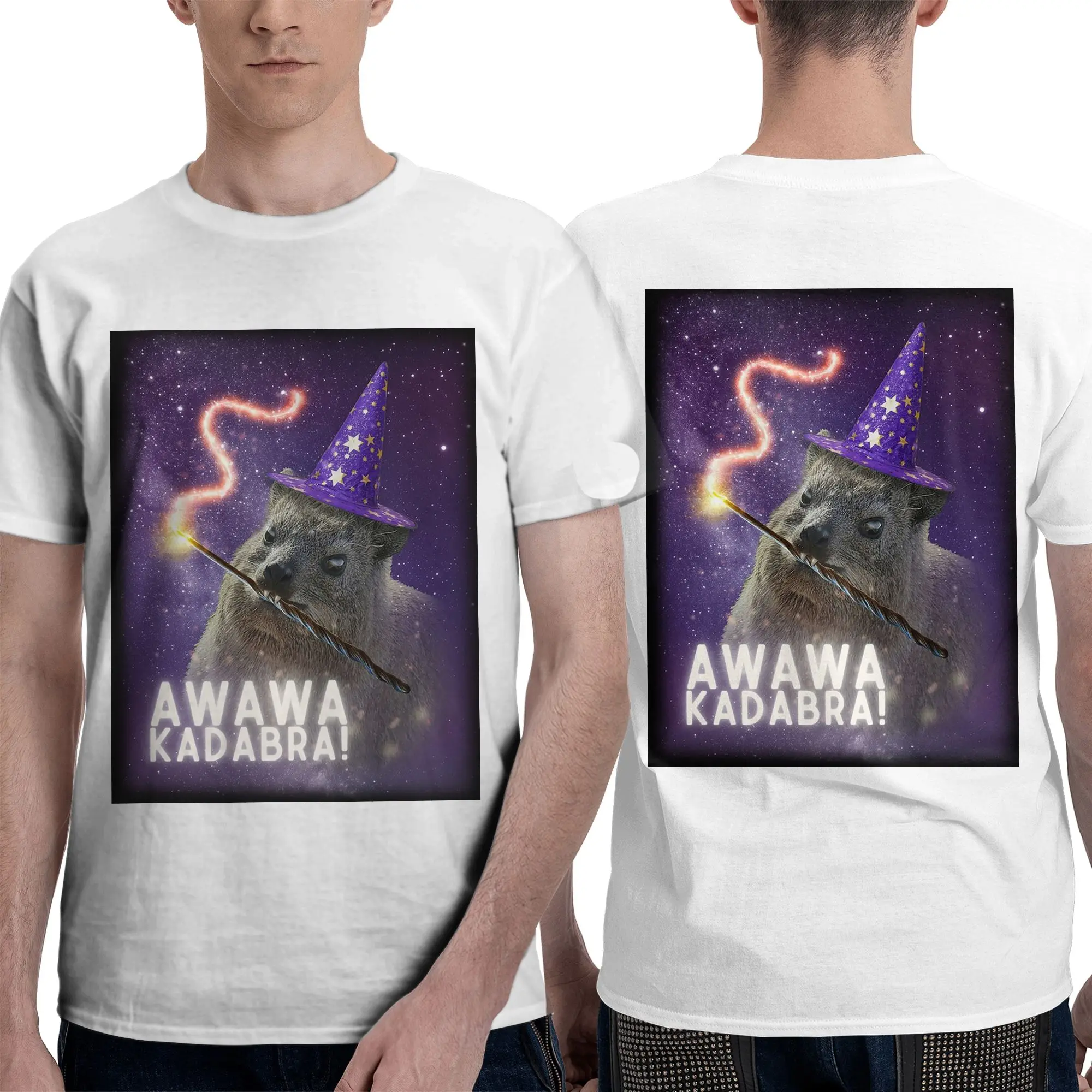 100% Cotton Awawa Kadabra Rock Hyrax Wizard T-Shirt Men's Double Sided T Shirt Men O-Neck Summer Shirts Tops S-6XL
