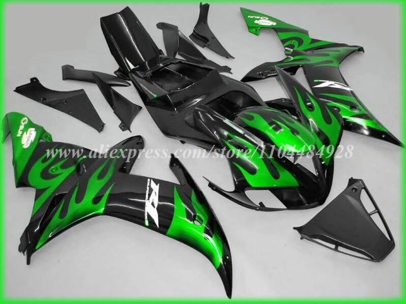 4Gifts New ABS Motorcycle Fairings Kit Fit For YAMAHA R1 2002 2003 02 03 Bodywork Set Custom Black Green Flame