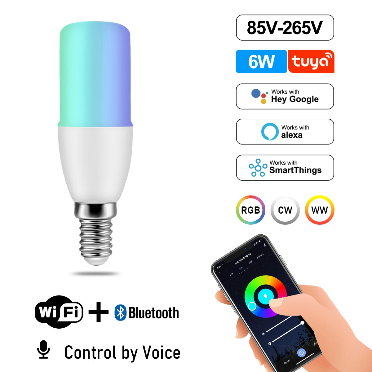 Voice Control 10w RGBCW WIFI Smart GU10 Light Bulb Dimmable E27 B22 Wifi Led Magic Lamp AC110V 220V Work With Alexa Google Home