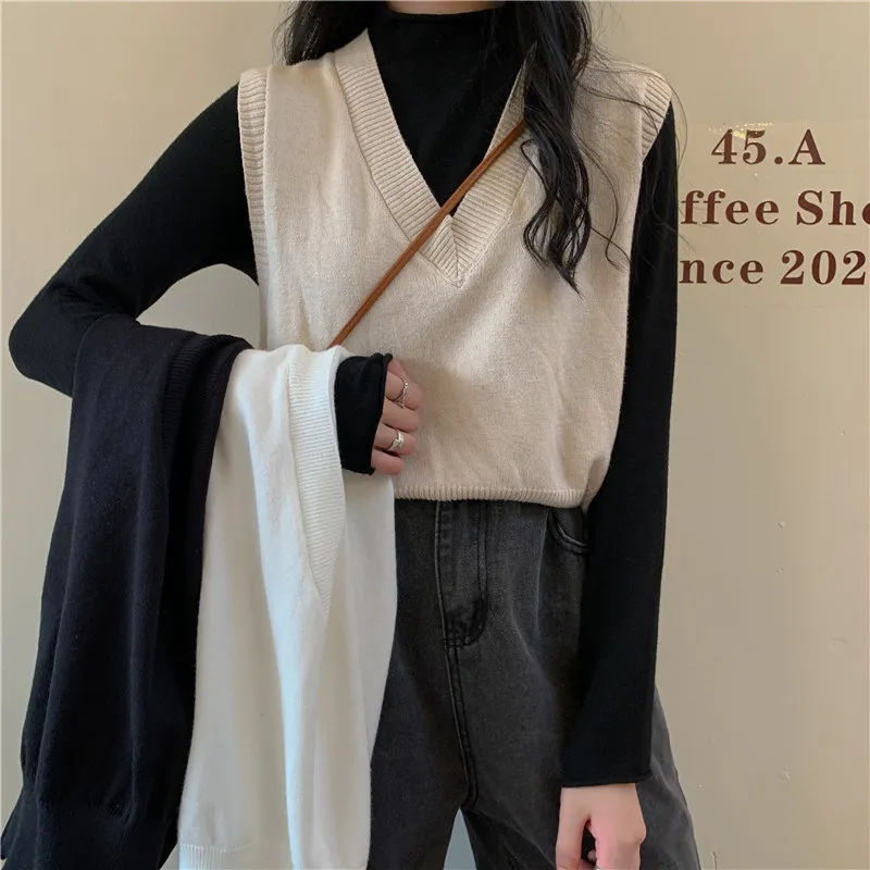 

Свободный свитер с v-образным вырезом, женский корейский вязаный топ больших размеров, верхняя одежда для похудения, осеннее новое поступление, модный ...