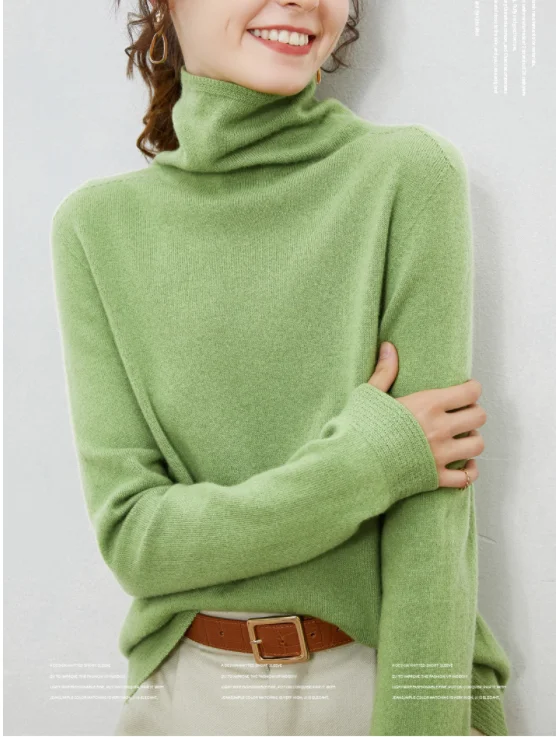 Autumn and Winter Wool High Quality Women\'s Casual Solid Collar Long Sleeve Sweater