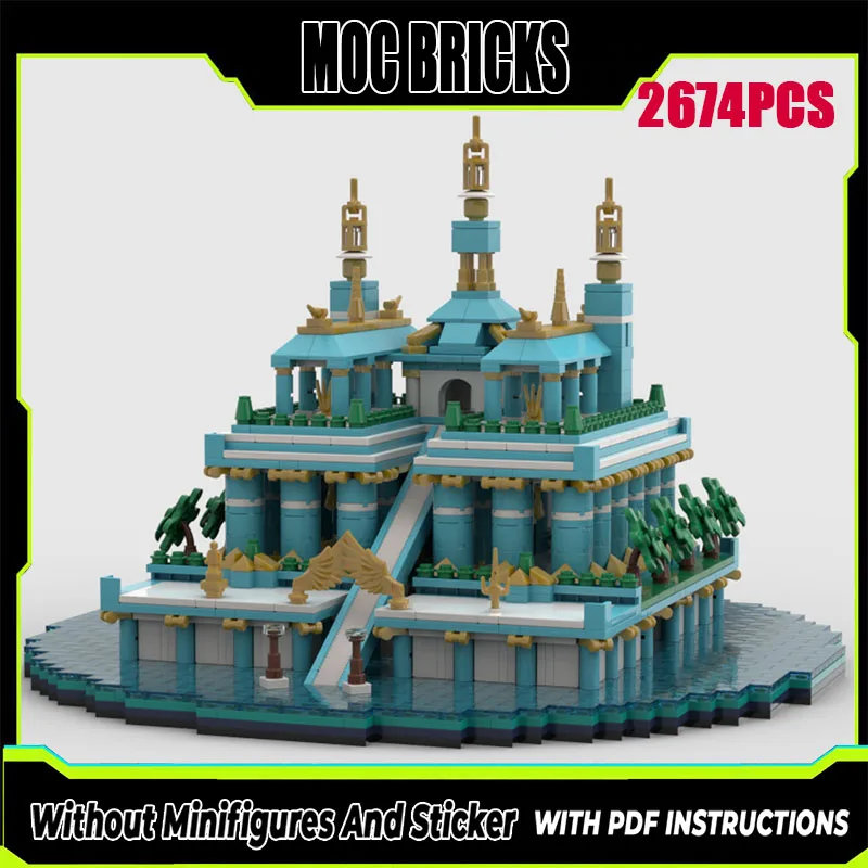

Moc Street View Ancient Architecture Model Sea Temple Technology Modular Building Blocks Gift Christmas Toys DIY Set Assembly